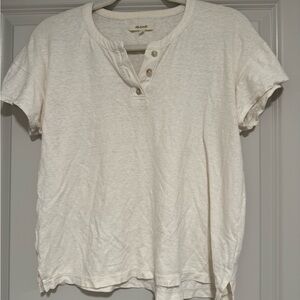 Madewell Women's Cream Short Sleeve Henley Relaxed Tee